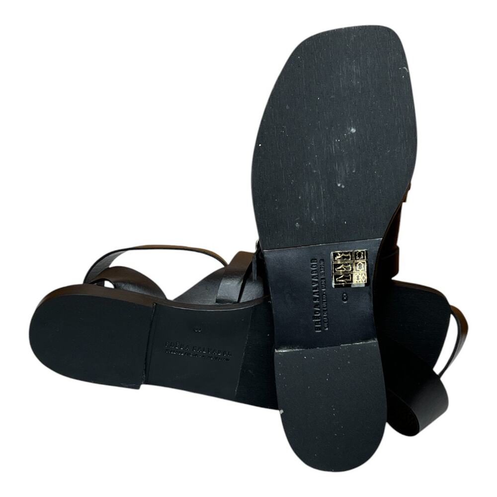 Freda Salvador Black Leather Braided Strap Sandals - Picture 6 of 12